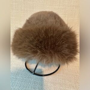 New Cozy Luxe Winter Mink Brown Color Faux Fur Bucket Style Hat - Adult Size